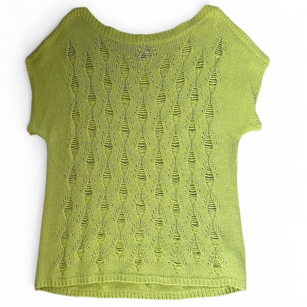Marble charteuse green knitted lace short-sleeved sweater jumper size L